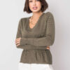 Khaki halenka CELEVARA s peplum lemem