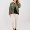Khaki manšestrová bomber bunda RUE PARIS – QYRAINA