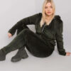 Khaki velurový komplet Michell Plus size – BASISE