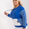 Kobaltová plus size mikina STRIPORIA