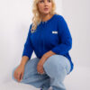 Kobaltová plus size mikina DRAWCOLLAR