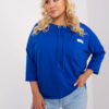 Kobaltová plus size mikina DRAWCOLLAR