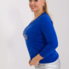 Kobaltová plus size halenka BRILANTO s potiskem