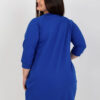 Kobaltové plus size mikinové šaty KARISSA s výstřihem do V