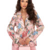 Růžové elegantní sako s květinovým potiskem ITALY MODA – QEVIANA