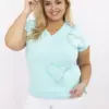 Mátový plus size top CORDEVINA se srdcem