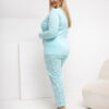 Mátové bavlněné pyžamo PHYLLIS plus size s rozepínací blůzou