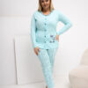 Mátové bavlněné pyžamo PHYLLIS plus size s rozepínací blůzou