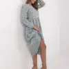 Mátové kostkované midi šaty CATRIANA se stupňovanou sukní