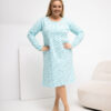 Mátová plus size noční košile MARICICA s knoflíčky u výstřihu