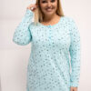Mátová plus size noční košile MARICICA s knoflíčky u výstřihu