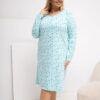 Mátová plus size noční košile MARICICA s knoflíčky u výstřihu