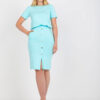 Mátové plus size midi šaty FAUSTINA s knoflíky