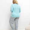 Mátové bavlněné pyžamo FATMIRA plus size s kvítky