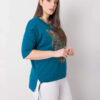 Petrolejový plus size top HERMELIS s leopardí aplikací