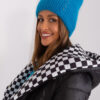 Modrá beanie čepice s angorou a aplikací – HELENA