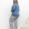 Modré bavlněné pyžamo FILIZ plus size s květinami
