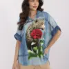 Modrá košile ITALY MODA se zvířecím motivem – CORNELIA