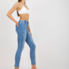Modré skinny džíny s printem – LEONILLA