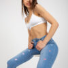 Modré skinny džíny s printem – LEONILLA