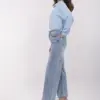 Modré wide leg džíny s vysokým pasem – ADRASTEIA