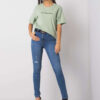 Tmavě modré skinny džíny s oděrkami – ARIANE