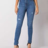 Tmavě modré skinny džíny s oděrkami – ARIANE
