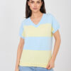 Světle modrý colorblock top NOVELIA s véčkem