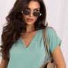 Pistáciová splývavá halenka SILKELLA