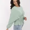 Pistáciová halenka PEPLINA s peplum lemem