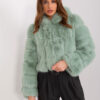Pistáciová kožešinová bunda s kapucí – VELESSA