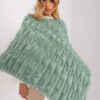 Pistáciové kožešinové pončo PERSIDA Wool Fashion Italia