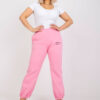 Růžové tepláky Banni plus size s vysokým pasem – GRAELIA
