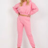 Růžový plus size basic komplet s kapucí – CYRENE