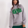 Šedá bavlněná hoodie s nápisem – JULARA
