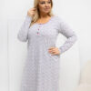 Šedá plus size noční košile JOLIEN se srdíčky a knoflíčky