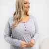 Šedá plus size noční košile JOLIEN se srdíčky a knoflíčky