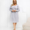 Šedá plus size noční košile JOLIEN se srdíčky a knoflíčky