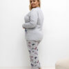 Šedé bavlněné pyžamo VALÉRIA plus size s rozepínací blůzou