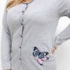 Šedé bavlněné pyžamo VALÉRIA plus size s rozepínací blůzou