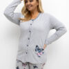 Šedé bavlněné pyžamo VALÉRIA plus size s rozepínací blůzou