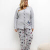 Šedé bavlněné pyžamo VALÉRIA plus size s rozepínací blůzou