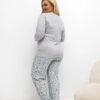 Šedé bavlněné pyžamo FATMIRA plus size s kalhotami