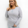 Šedé bavlněné pyžamo FATMIRA plus size s kalhotami
