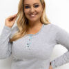 Šedé bavlněné pyžamo FATMIRA plus size s kalhotami