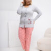 Šedé dvoudílné pyžamo PHYLLIS plus size z bavlny