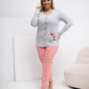 Šedé dvoudílné pyžamo PHYLLIS plus size z bavlny