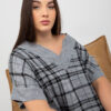 Šedá kostkovaná pletená vesta ŽANETE Plus size