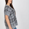 Šedá kostkovaná pletená vesta ŽANETE Plus size