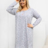 Šedá plus size noční košile NATELLA s květinami
